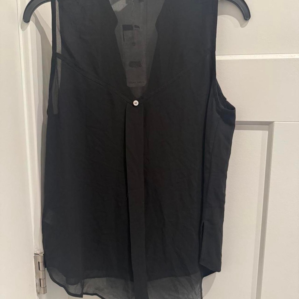 Naked Zebra Black Sleeveless Chiffon Utility Blouse – Size L - Picture 3 of 3